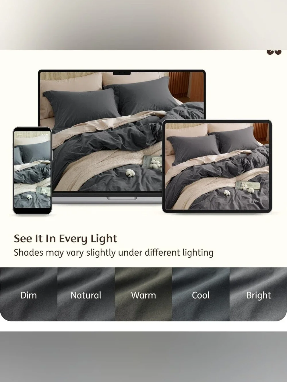 Bedsure Gray Duvet Cover and Two Pillow Cases Size Full